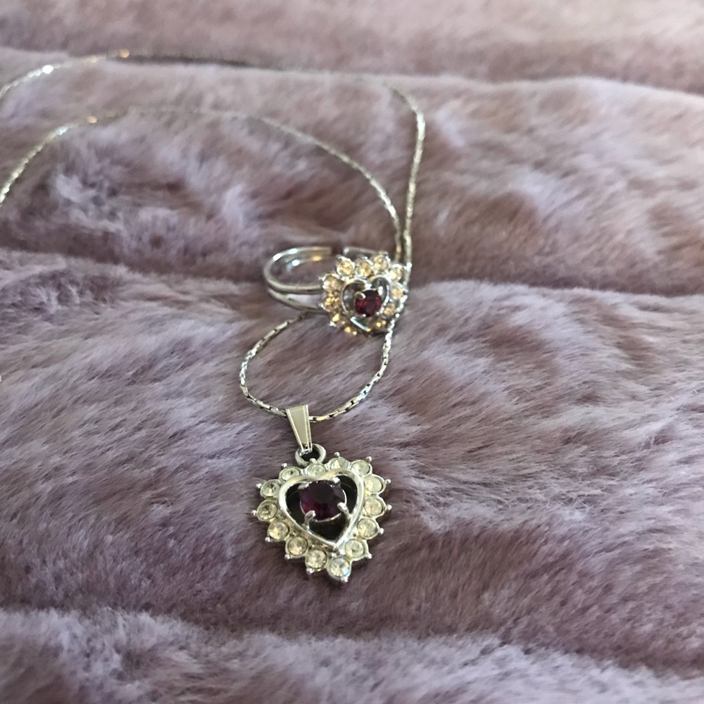 Purple Heart Necklace and Ring Set